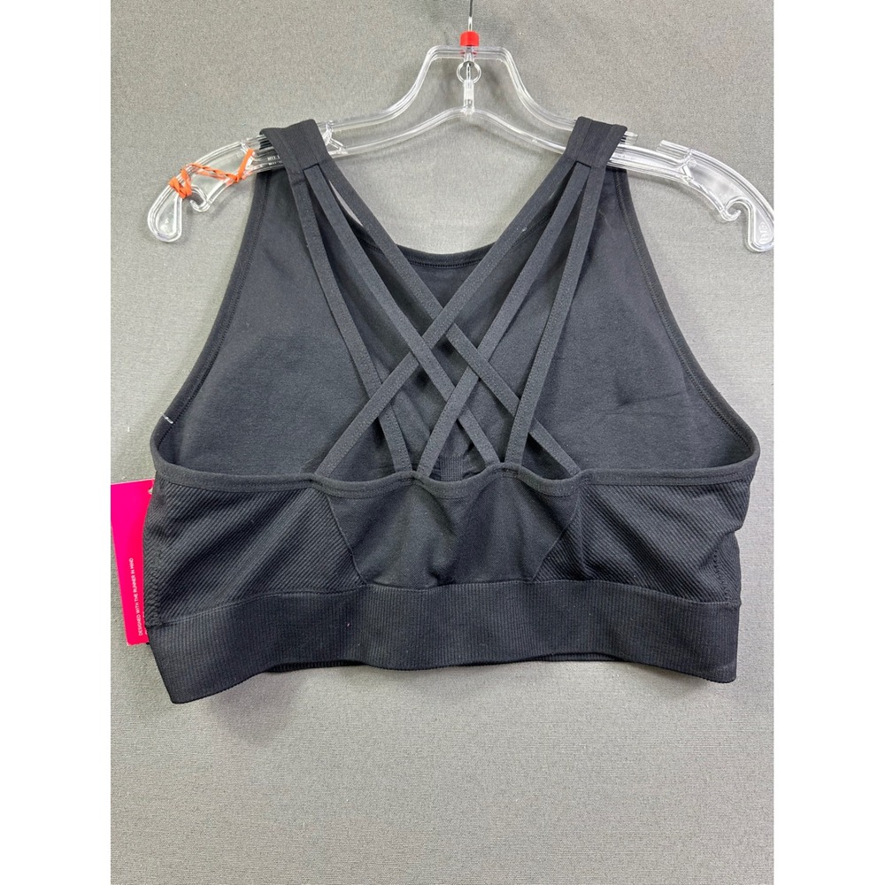 Ryka Women XXL Black Strappy Back High Neck Sports Bra Quick Dry R000017 NWT